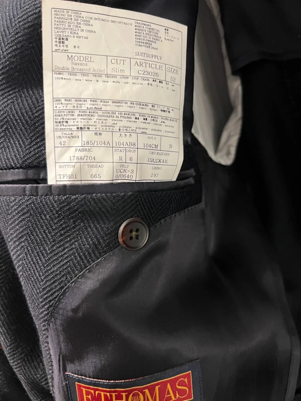 Suitsupply Navy Double-Breasted Wool Blazer - Picture 4 of 5